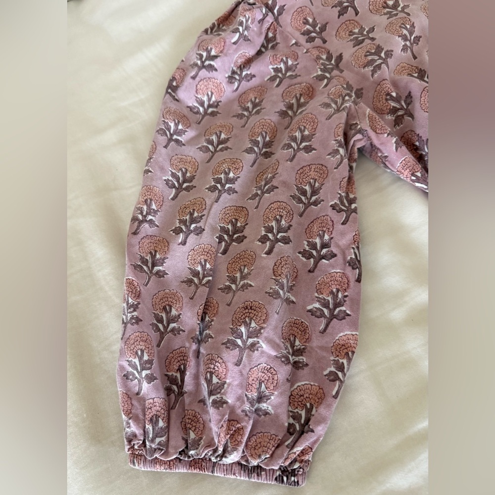Victoria Dunn Hand Block Printed Tiered Maxi Cotton Dress, Lined, Small, Pink - Picture 9 of 9